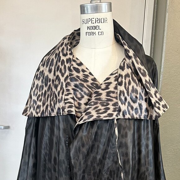Ivan Grundahl Reversible Leopard & Black Raincoat – Oversized Avant‑Garde Coat - Picture 6 of 7